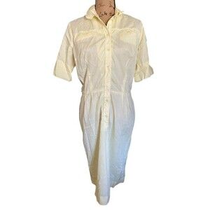 Vintage Women's Kenny Classic Solid Light Yellow Full Length Dress 1970's Sz 16